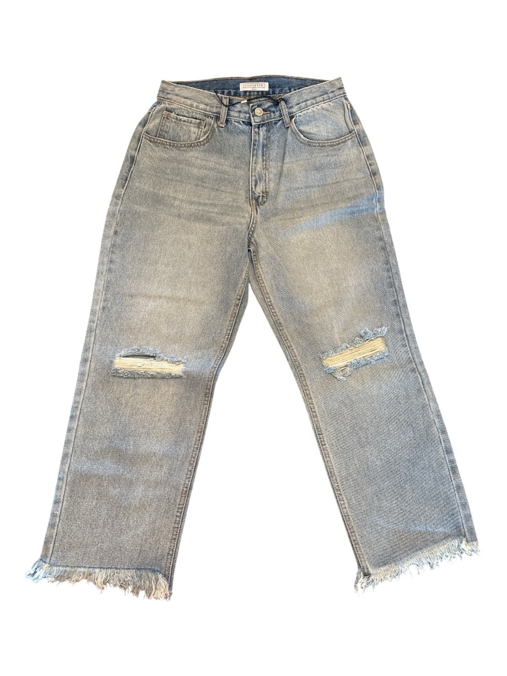Closette Chic Light Blue Denim Jeans with Copper Button